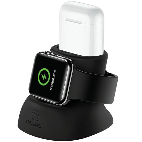 Phone Case USAMS "ZJ051" Black 2in1 (for iWatch / AirPods chargers) Silicone Black