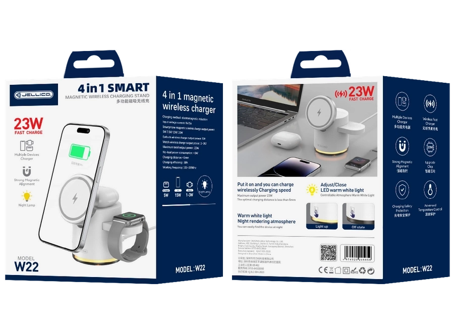JELLICO juhtmevaba laadija 3in1 W22 15W Valge
