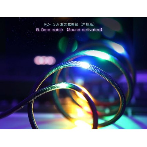 USB Kaabel Remax RC-133i dark "Lightning" / LED light / from soud / 100cm