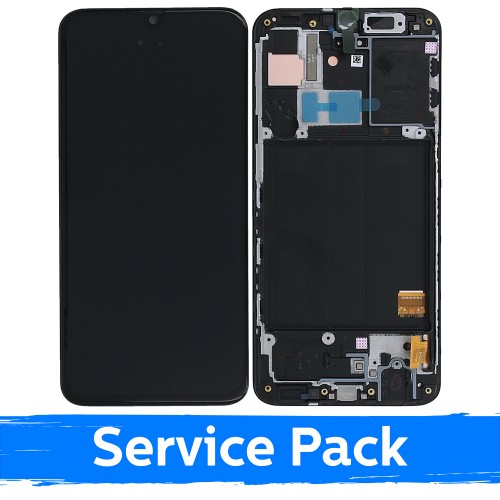 LCD Ekraan Ühildub Samsung A405 2019 A40 Must Koos Frame (Service Pack)