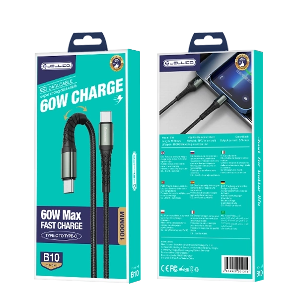 JELLICO Kaabel B10 USB-C - USB-C PD 60W 1M must
