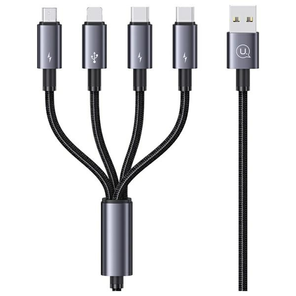 USAMS kaabel 4in1 2xUSB-C/Lightning/MicroU SB 15W 1,2m Aluminum Alloy Data Cable Sufeng Series SJ739USB101 (US-SJ739)
