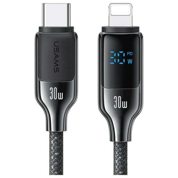 USAMS Kaabel USB-C - Lightning 30W 1,2m Digital Display Zinc Alloy Fast Charging Data Cable HX Series SJ741USB01 (US-SJ741)