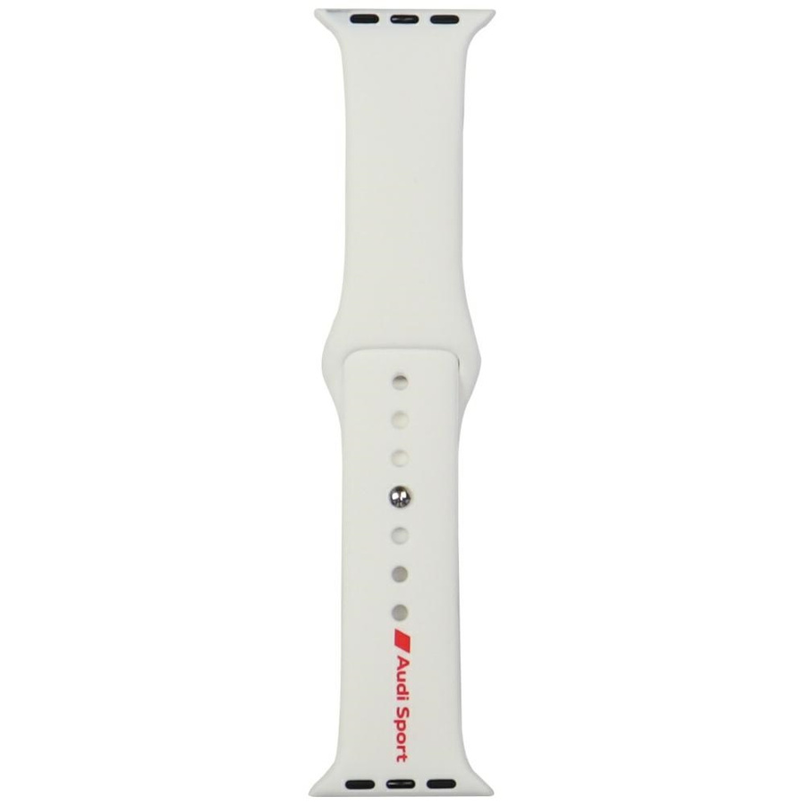 Rihm Audi Sport Red Logo Silicone Watch Strap jaoks Apple Watch 40/41/42mm valge
