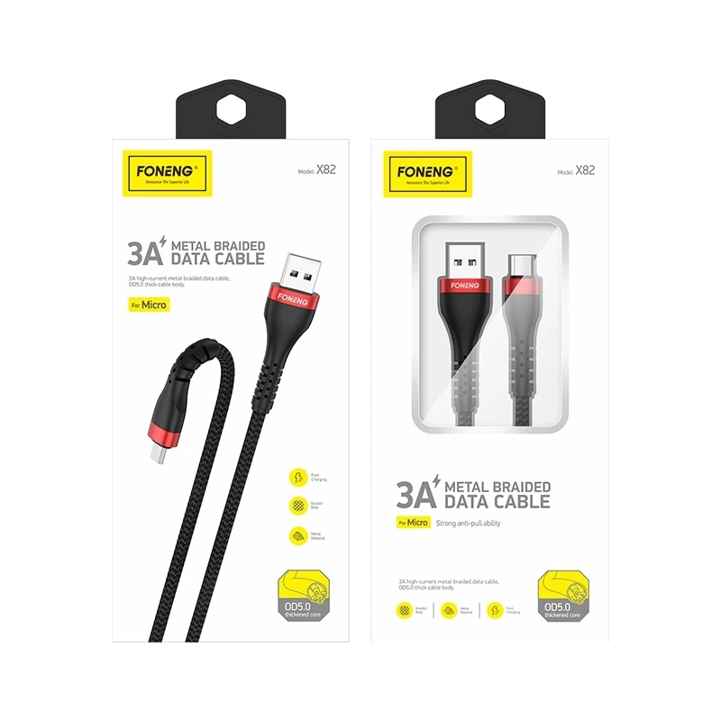 FONENG kaabel X82 Micro USB 3A 1M must