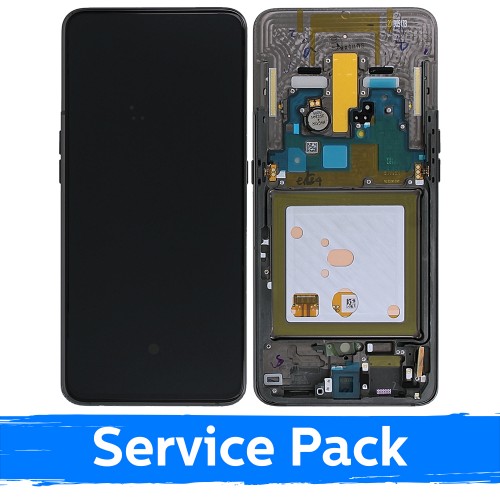 LCD Ekraan Ühildub Samsung A805 2019 A80 Must Koos Frame (Service Pack)