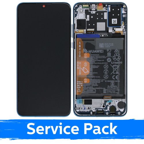 LCD Ekraan Ühildub Huawei P30 Lite Koos Frame / Peacock Sinine / (Service Pack)