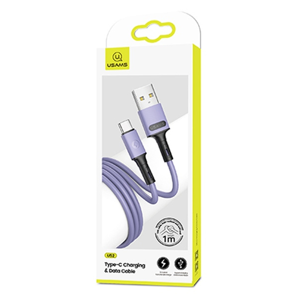 USAMS kaabel U52 USB-C 2A Fast Charge 1m lilla SJ436USB04 (US-SJ436)