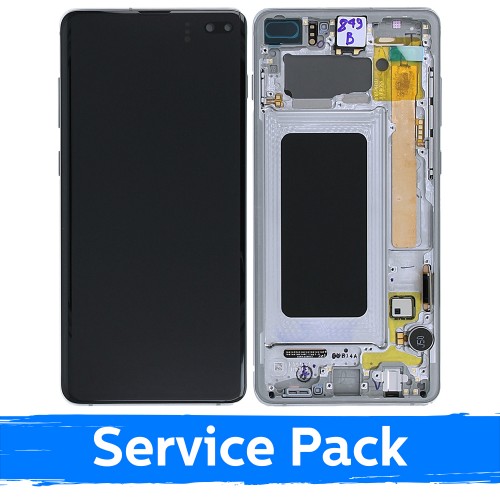 LCD Ekraan Ühildub Samsung G975 S10 Plus Koos Frame / Prism Valge / (Service Pack)