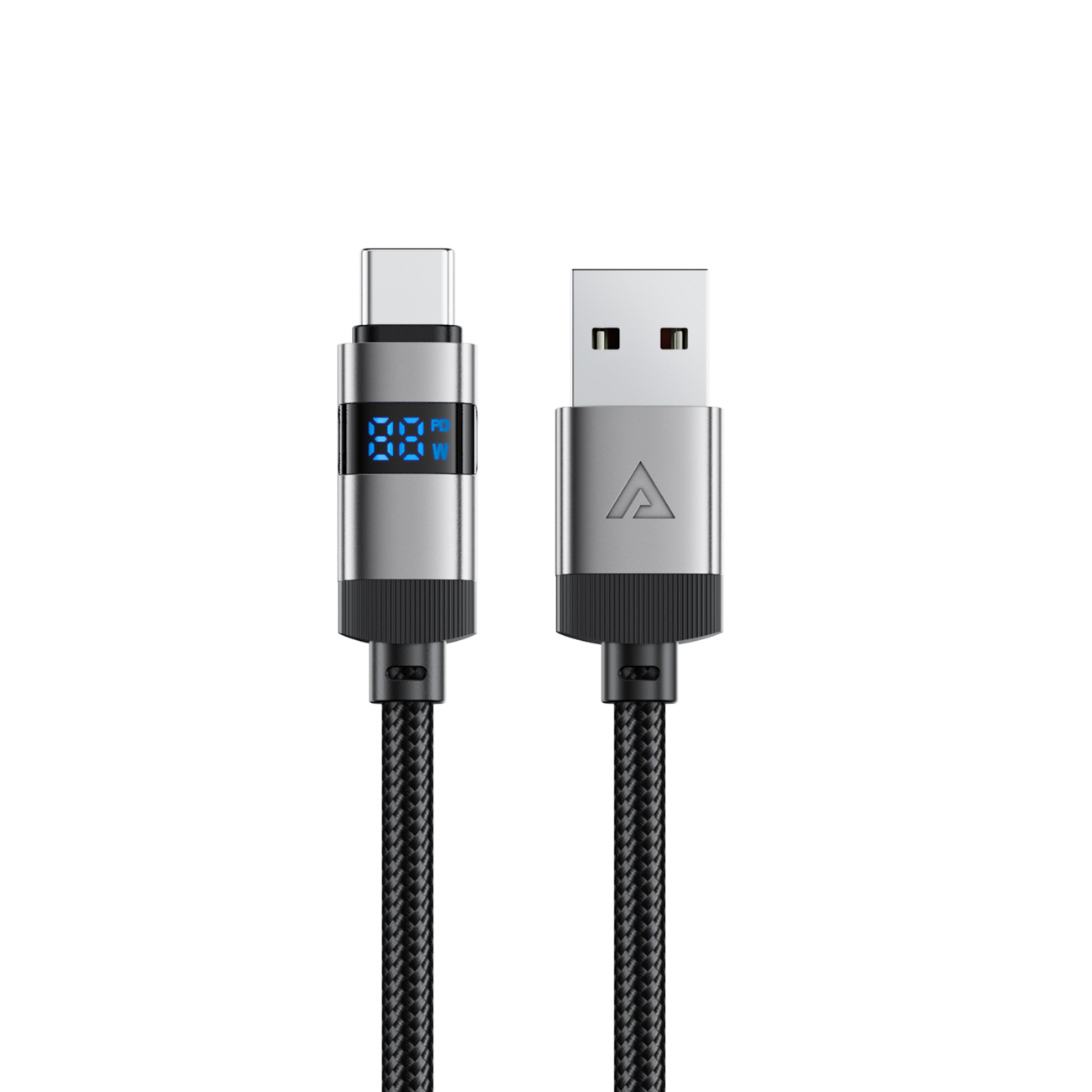Acefast C15-04 USB-A - USB-C kaabel ekraaniga 480Mb/s 66W 1.2m - must