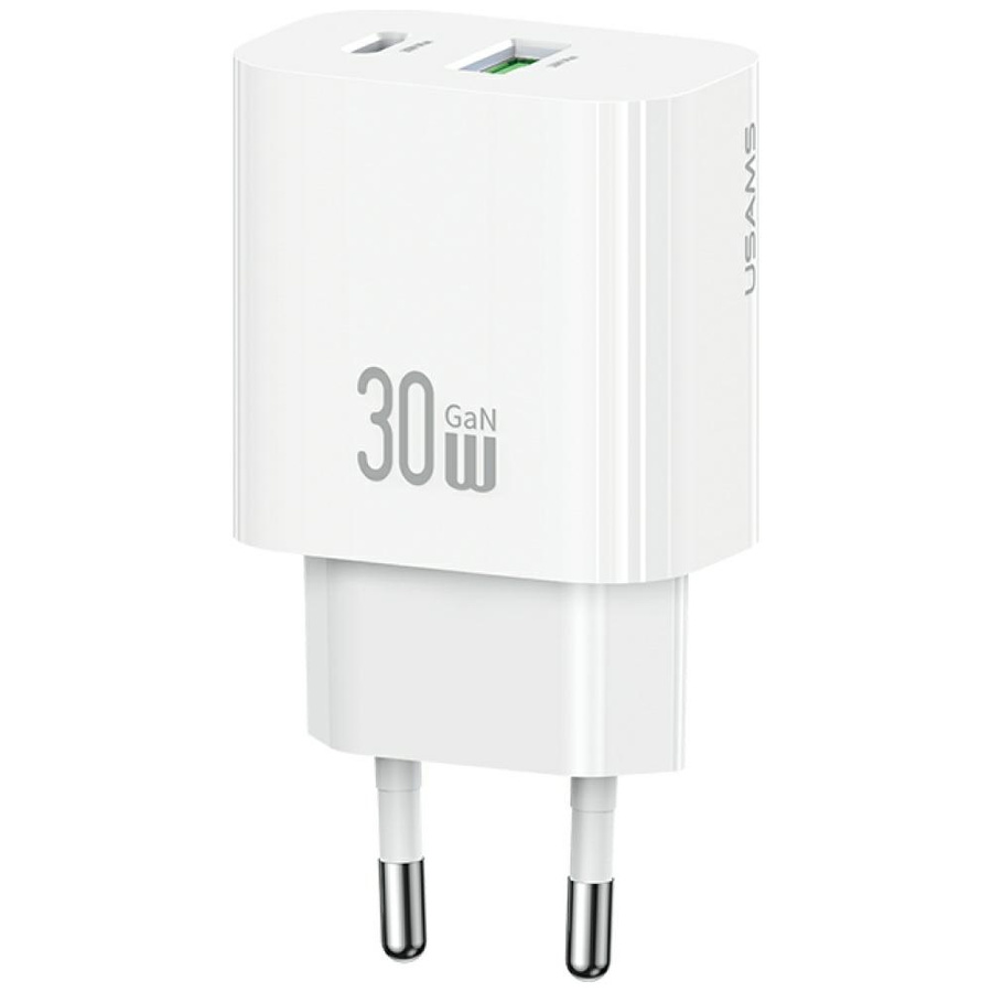 Võrgulaadija USAMS CC316 T65 30W 1xUSB-C 1xUSB-A Fast Charging valge