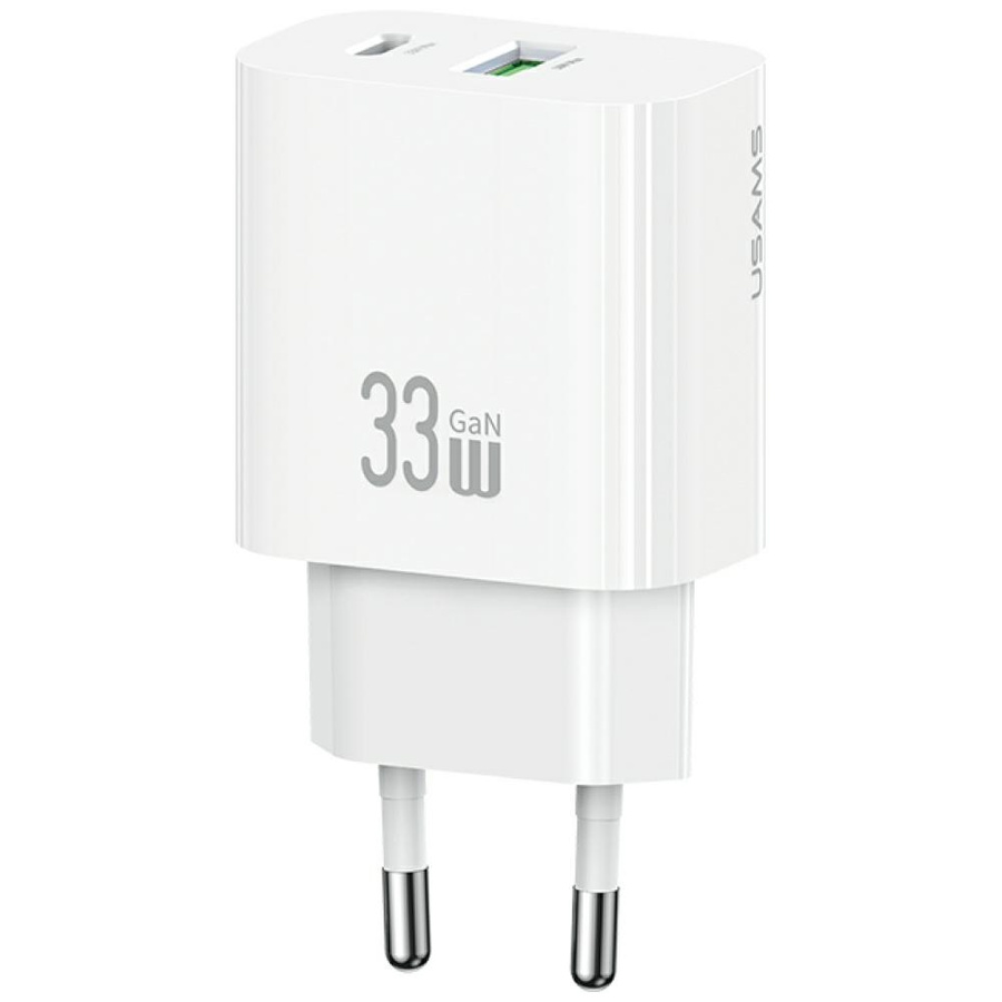 Võrgulaadija USAMS CC317 T65 33W 1xUSB-C 1xUSB-A Fast Charging valge