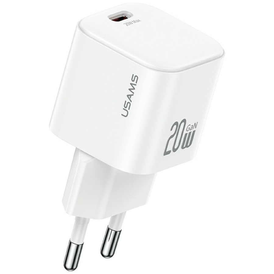 Võrgulaadija USAMS JO Series CC260 20W USB-C + USB-C/USB-C kaabel 1m valge