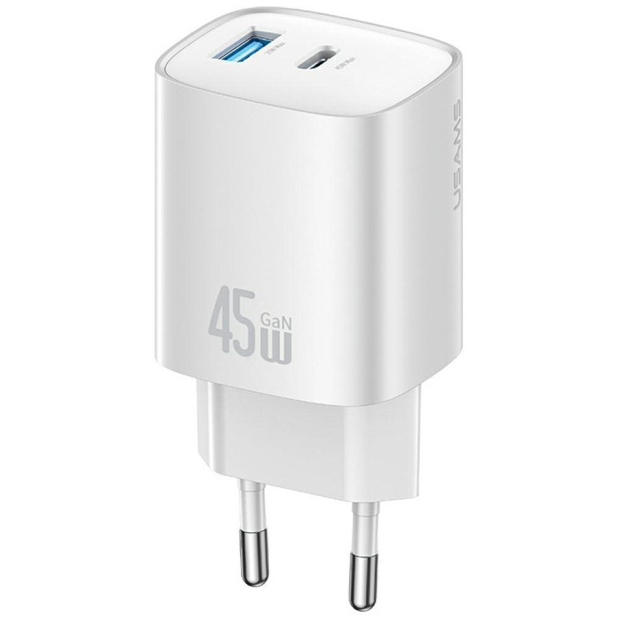 Võrgulaadija USAMS CC290 T66 45W GaN 1xUSB-A 1xUSB-C hõbedane
