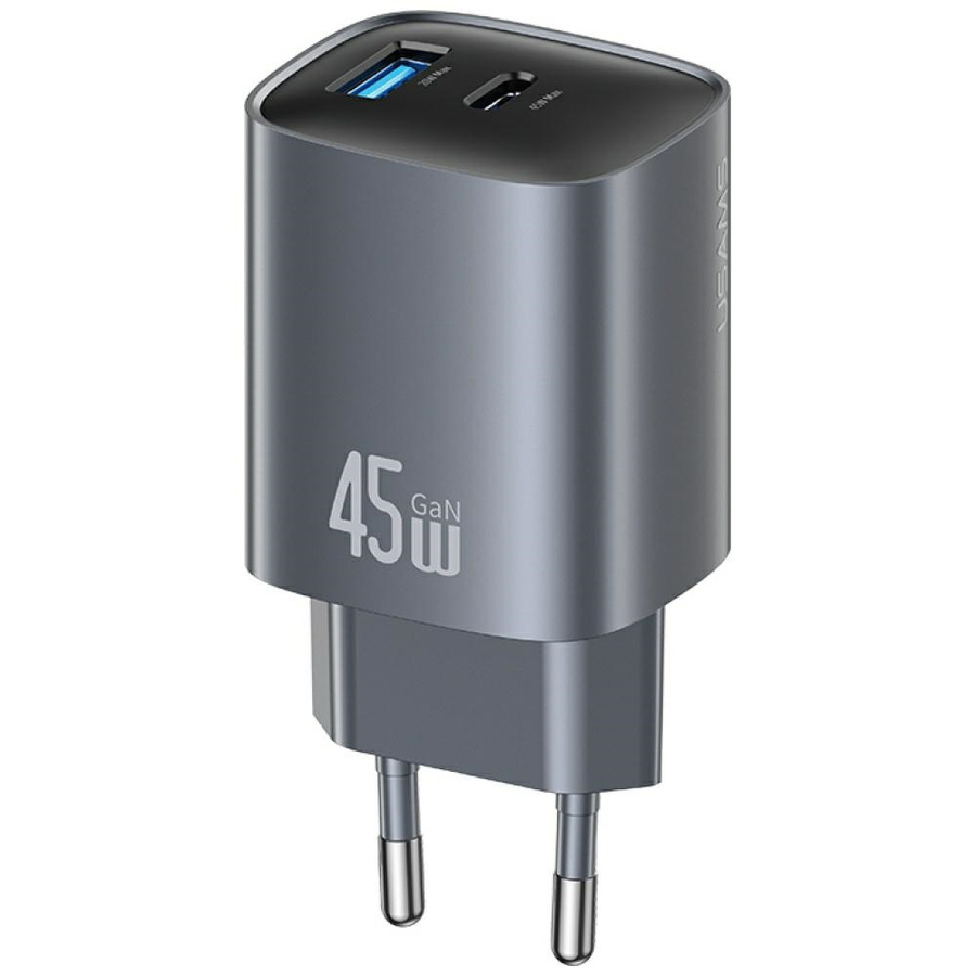 Võrgulaadija USAMS CC290 T66 45W GaN 1xUSB-A 1xUSB-C tume