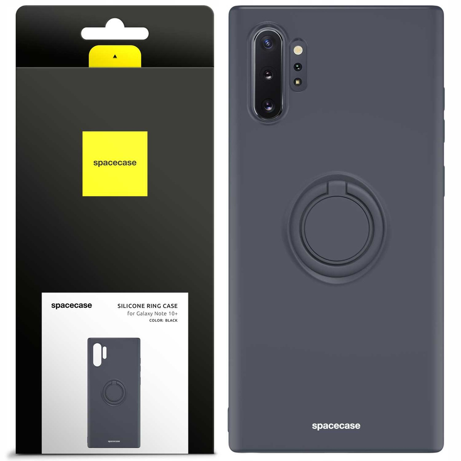 Spacecase Silikoonist ümbris rõngaga Galaxy Note 10+ must
