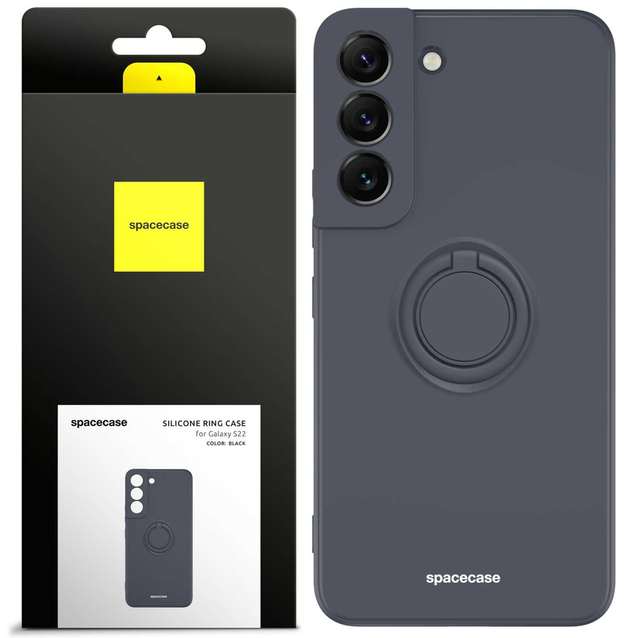 Spacecase Silikoonist ümbris rõngaga Galaxy S22 must