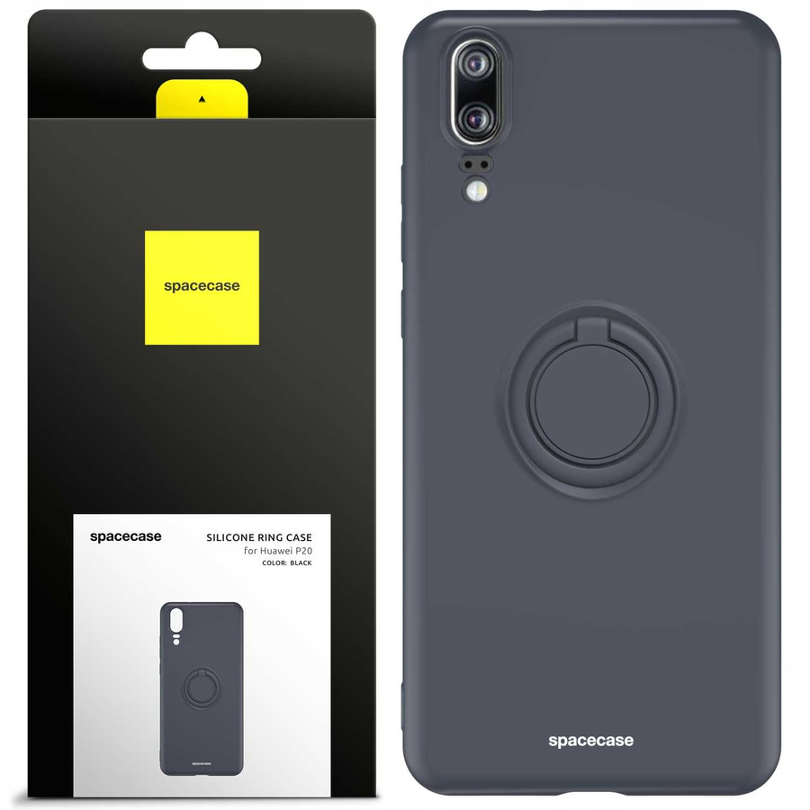 Spacecase Silikoonist ümbris rõngaga Huawei P20 must