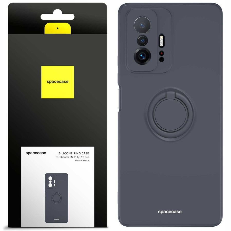 Spacecase Silikoonist ümbris rõngaga Xiaomi Mi 11T/11T Pro must