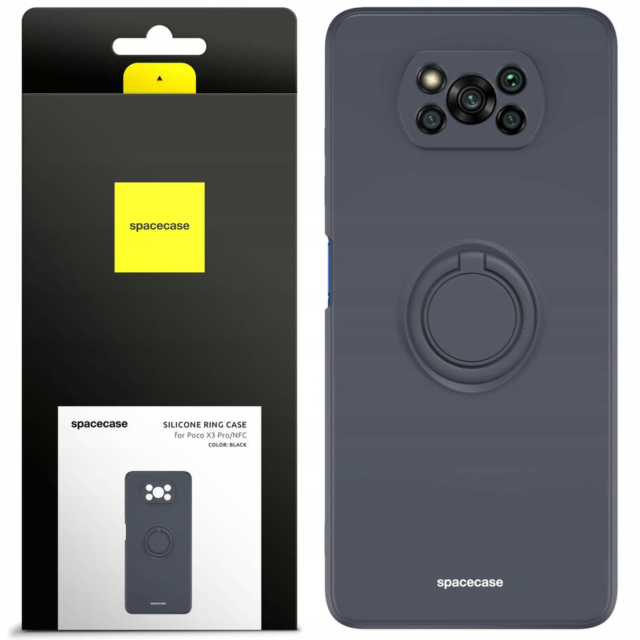 Spacecase Silikoonist ümbris rõngaga Poco X3 Pro/NFC must