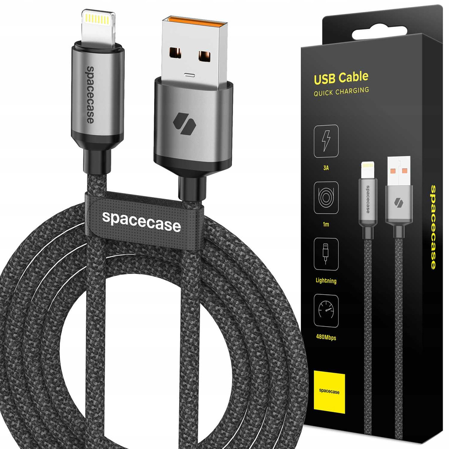 Spacecase Kaabel USB to Lightning Cable 1M 3A CL04