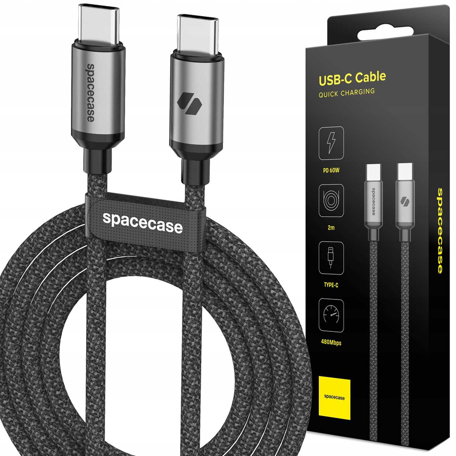 Spacecase USB-C to USB-C Kaabel 2M 60W CL02
