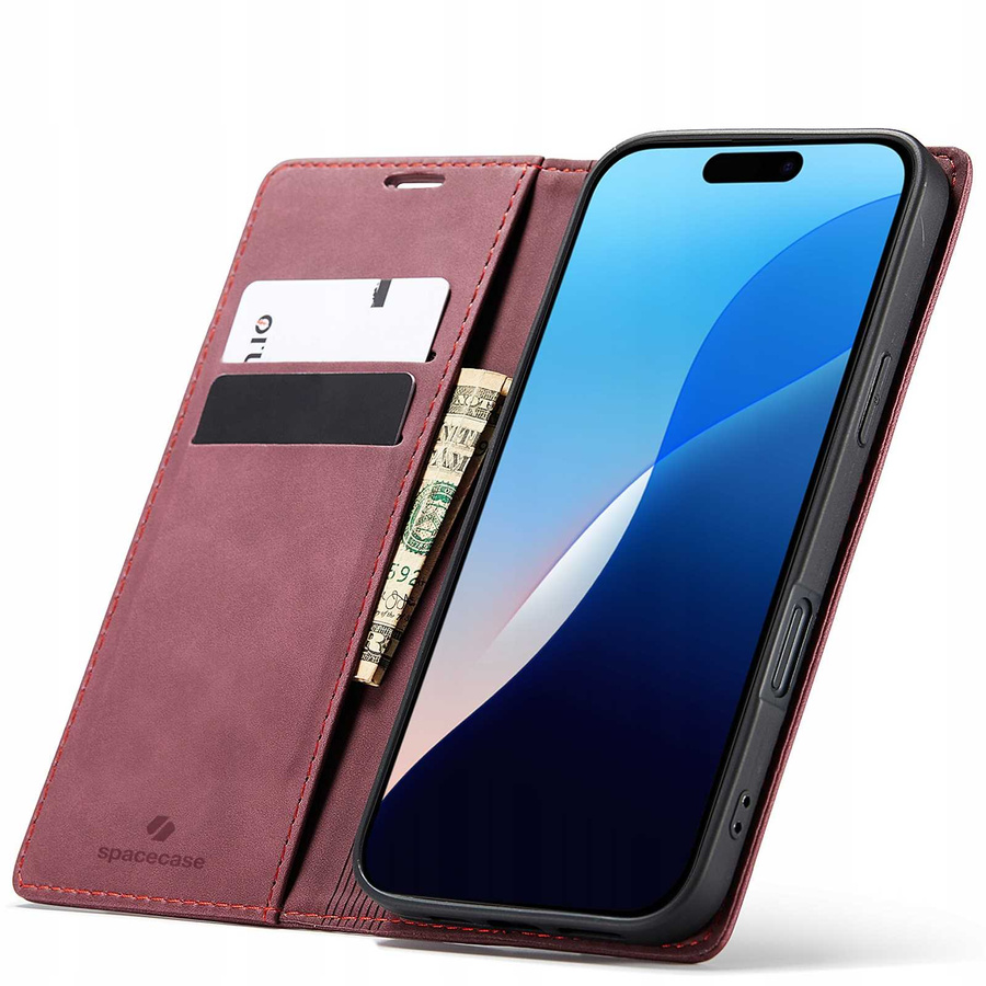 Spacecase Ümbris Wallet iPhone 16 Pro Max punane