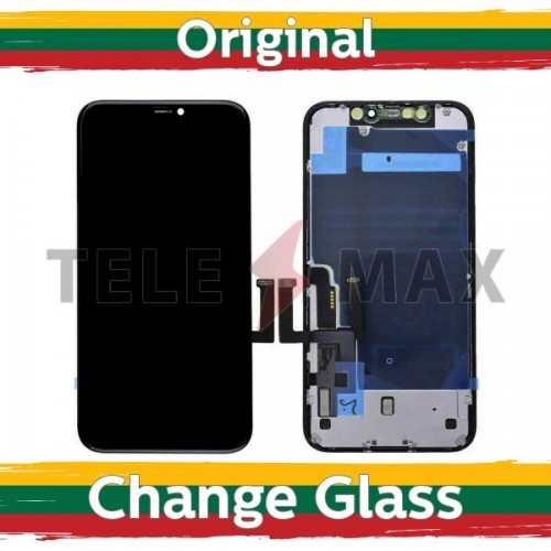 LCD дисплей для iPhone 11 чёрный (версия LG + металлическая пластина) (Telemax Renewed)