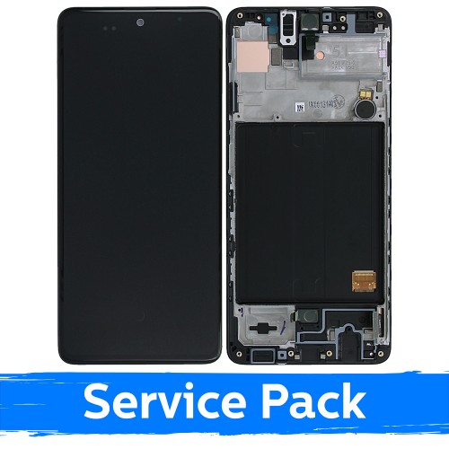 LCD Ekraan Ühildub Samsung A515 A51 Must Koos Frame (Service Pack)