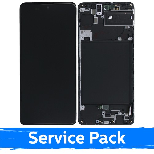 LCD Ekraan Ühildub Samsung A715 A71 Must Koos Frame (Service Pack)