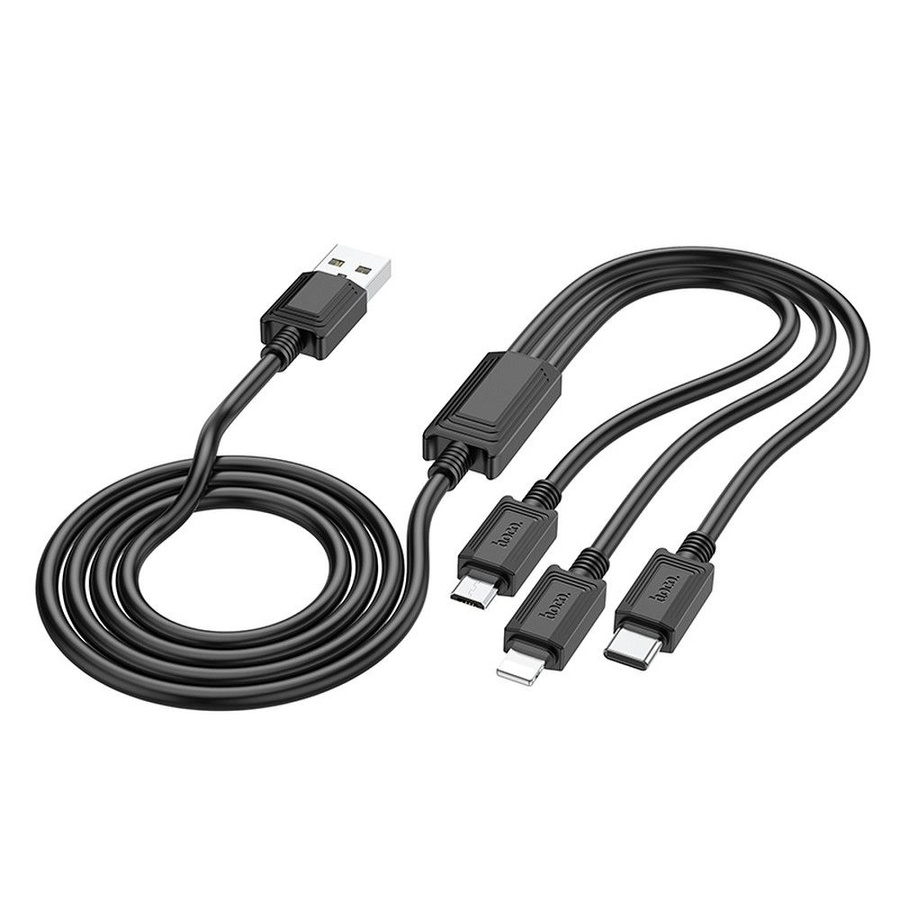 Kaabel 3in1 USB A to Lightning / Micro USB / USB C Hoco 2A X74 1 m must