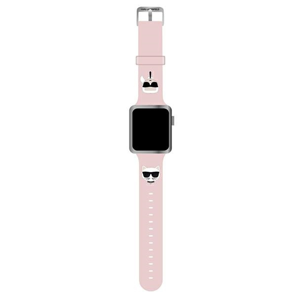 Karl Lagerfeld rihm KLAWLSLCKP Apple Watch 42/44/45/49mm roosa silikoon Karl & Choupette Heads