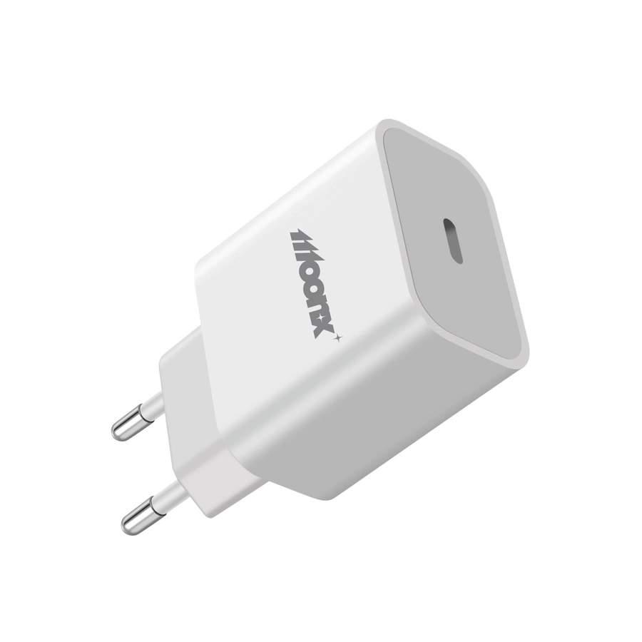 MOONX MC03 PD 20W 1xUSB-C Võrgulaadija + USB-C Kaabel - Lightning Valge