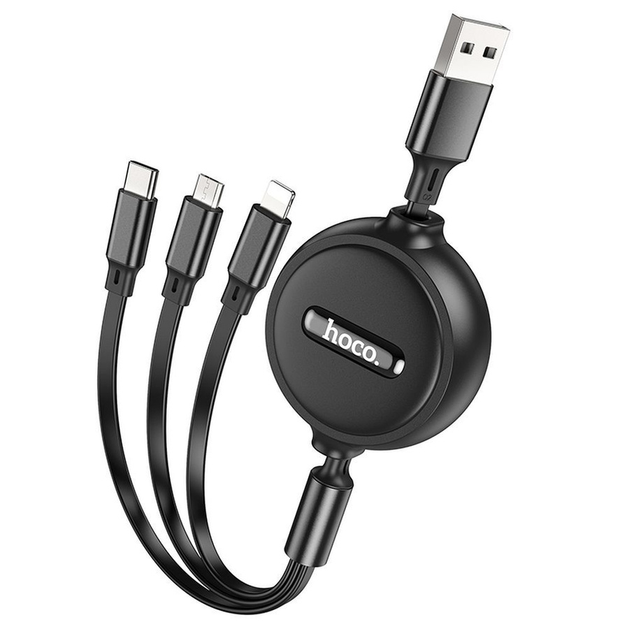 3in1 kaabel USB A Lightning / Micro USB / USB C Hoco 2A 1 m X75 must