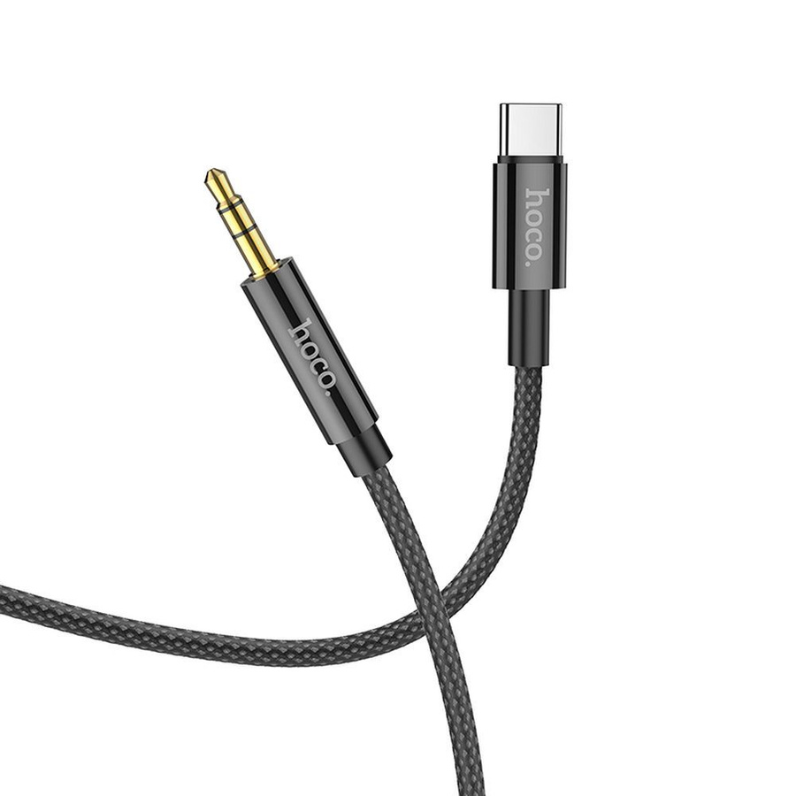 AUX kaabel Jack 3,5 mm USB C Hoco 1 m UPA19 must
