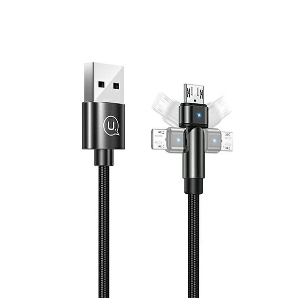 USAMS punutud pööratav kaabel U60 2A microUSB must 1m SJ478USB01 (US-SJ478)