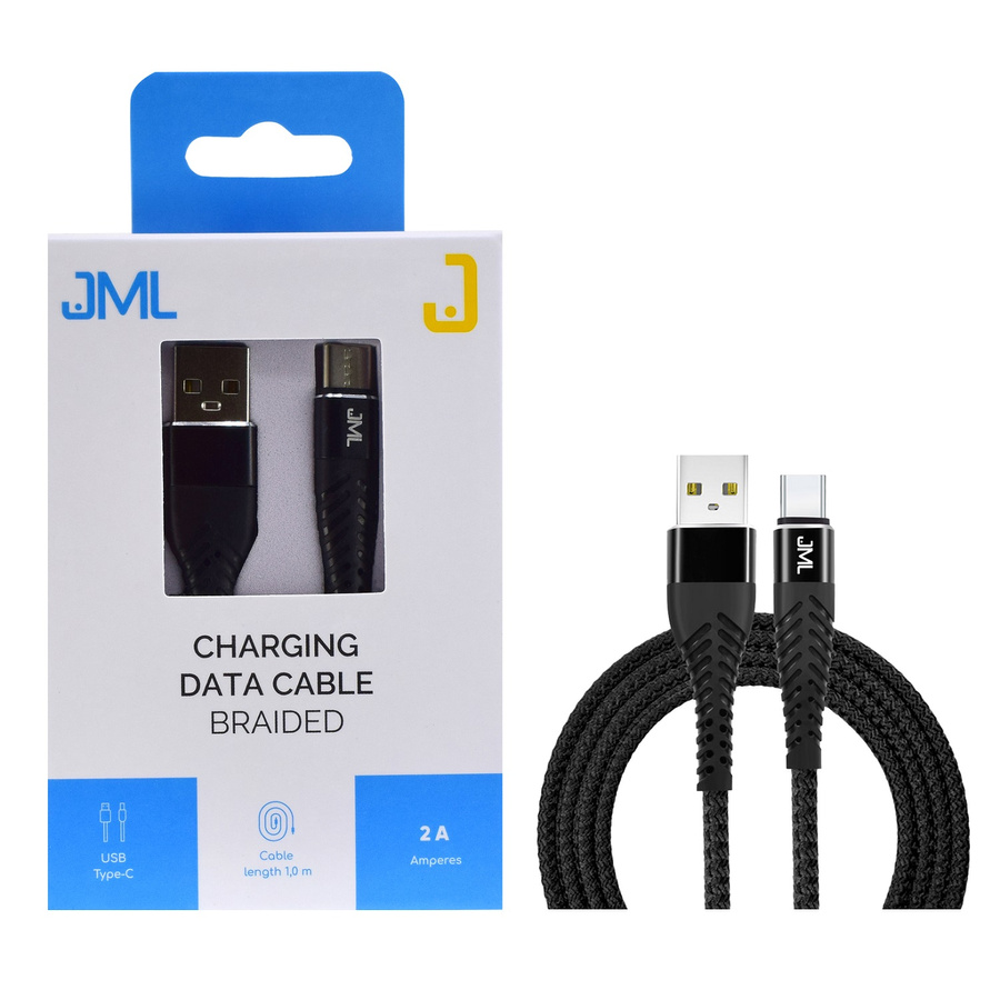 JML CD-110 USB C 2A 1m Must USB kaabel