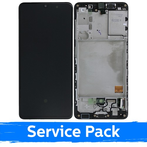 LCD Ekraan ühilduv Samsung A415 A41 must raamiga (Service Pack)