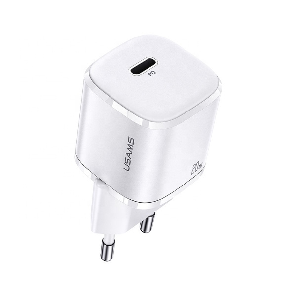 USAMS Võrgulaadija 1xUSB-C T36 mini 20W(only head) PD3.0 Fast Charging valge/white CC124TC02 (US-CC124)