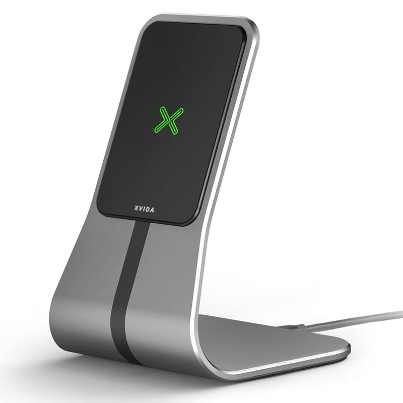 XVIDA POWER 2 Qi 7.5 W juhtmevaba laadimisalus lauale, hõbedane