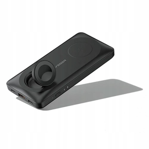 Power Bank Veger "W1156" must 10000mAh (juhtmevaba laadimine 15W / PD 22.5W / QC3.0)
