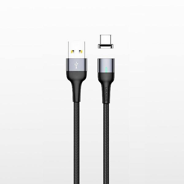USAMS Magnetiline kaabel U28 microUSB3A Fast Charge 1m punutud terasest/tarnish SJ328USB01 (US-SJ328)