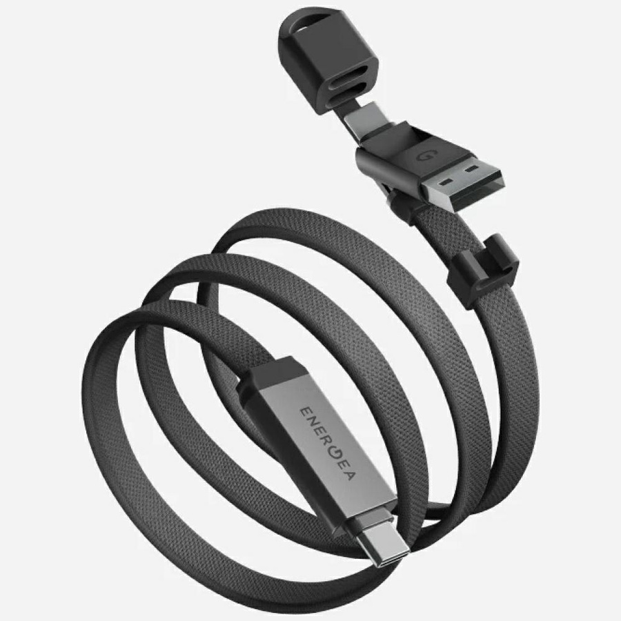 Kaabel Energea Sheath Travel 2w1 USB-C kuni USB-C/USB-A 480Mbps 60W 1.2m gunmetal
