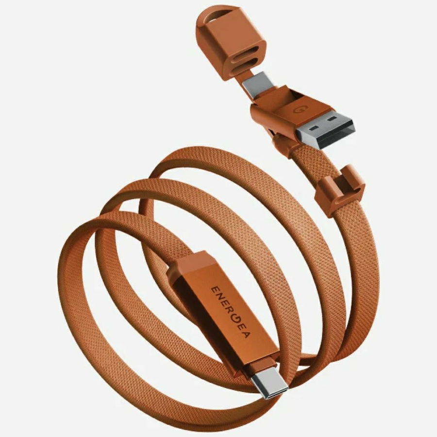 Kaabel Energea Sheath Travel 2w1 USB-C kuni USB-C/USB-A 480Mbps 60W 1.2m oranž