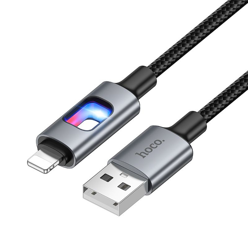 USB kaabel LED-dioodidega USB A Lightning Hoco 2,4A 1,2 m U144 must