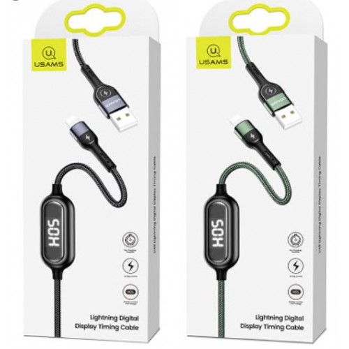 USB Kaabel USAMS "SJ423 - U48" Roheline "Lightning" 120cm (Digital Charging Ekraan )