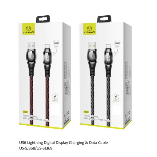 USB Kaabel USAMS "SJ369 - U36" Must "Lightning" 200cm (Digital Charging Ekraan )