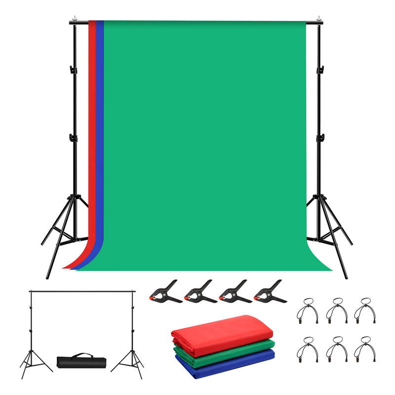 Fotostuudio tausta tugi Puluz 2x2m + taustapildid 3 tk PKT5204