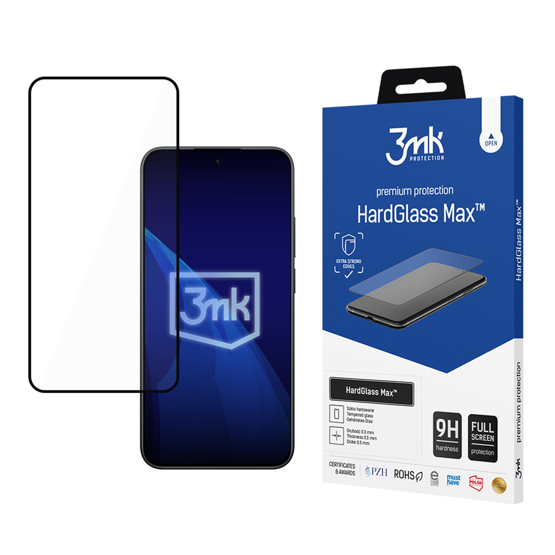 Reinforced Full Coverage Tempered Glass 3mk HardGlass Max Black for Xiaomi Redmi Note 15 Pro 5G