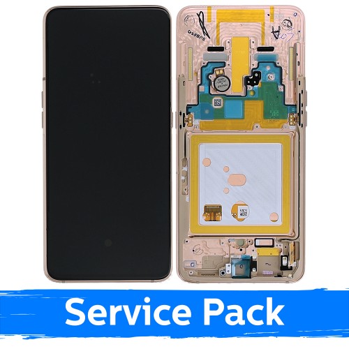 LCD Ekraan Ühildub Samsung A805 2019 A80 Kuldne Koos Frame (Service Pack)